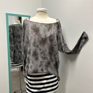 Gray Tie-Dye Boho 80’s Inspired Women's Top